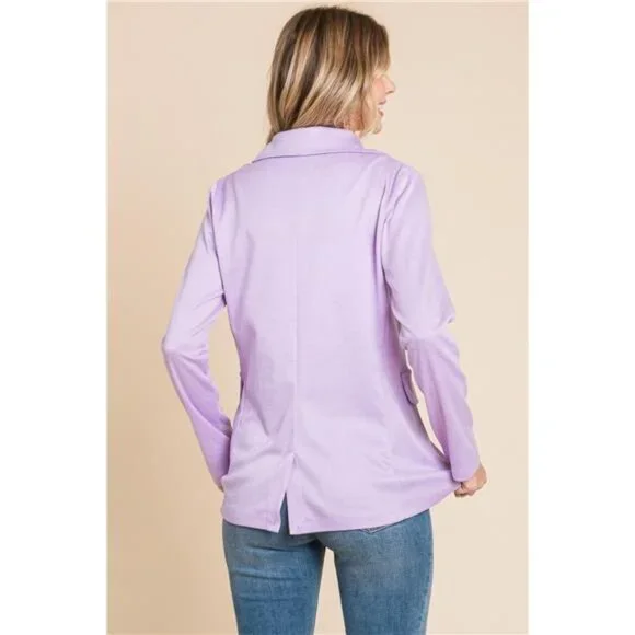 NWT Culture Code Button Up Long Sleeve Slit Blazer in Orchid - Picture 4 of 4